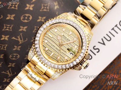 High Quality Replica Rolex Yacht-Master Different Colors strap Different Colors with full diamonds Face Dial Different Colors with full diamonds Bezel Men Watch 40mm